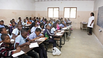 Kids in class of a school in Mozambique