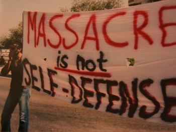 August 2006- Lebanese people demonstrate during Israeli bombings