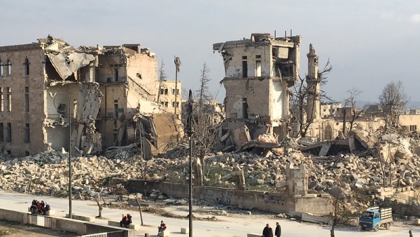 Damaged building in Aleppo, Syria, 12th february 2017