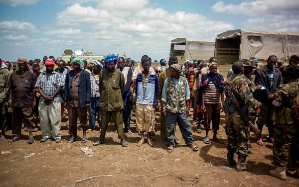 Some Al-Shabaab militants surrender after a clash with AMISOM forces.