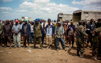 Some Al-Shabaab militants surrender after a clash with AMISOM forces.