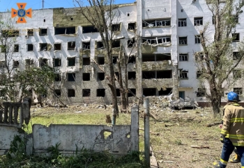 Bombed hospital in Huliaipole, Ukraine in the Russo-Ukrainian War