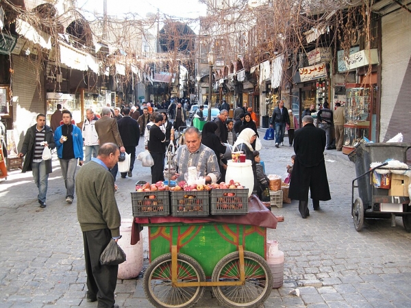 Persone nelle strade di Damasco, Syria