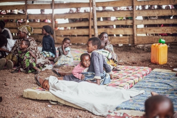Displaced children in a camp located in the city of Goma
