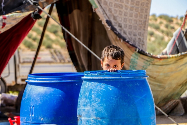 Child in a shelter